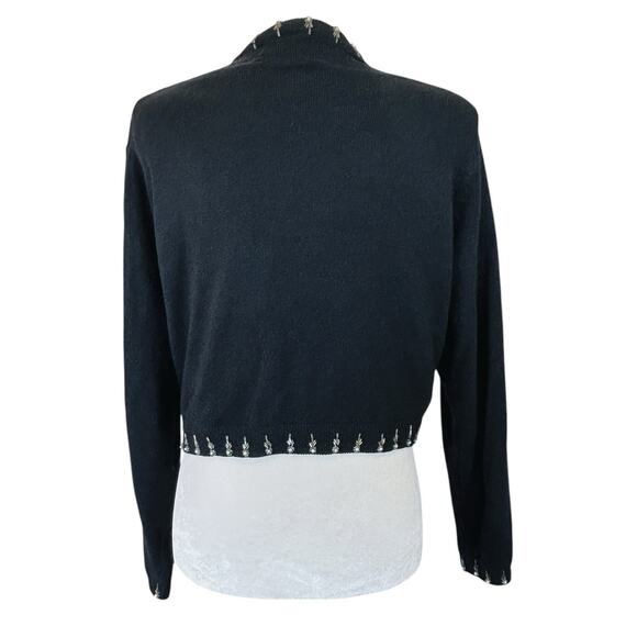 Vintage I Did It Matthew H Beaded Cardigan Medium Black Wool Angora Whimsigoth - Picture 2 of 13
